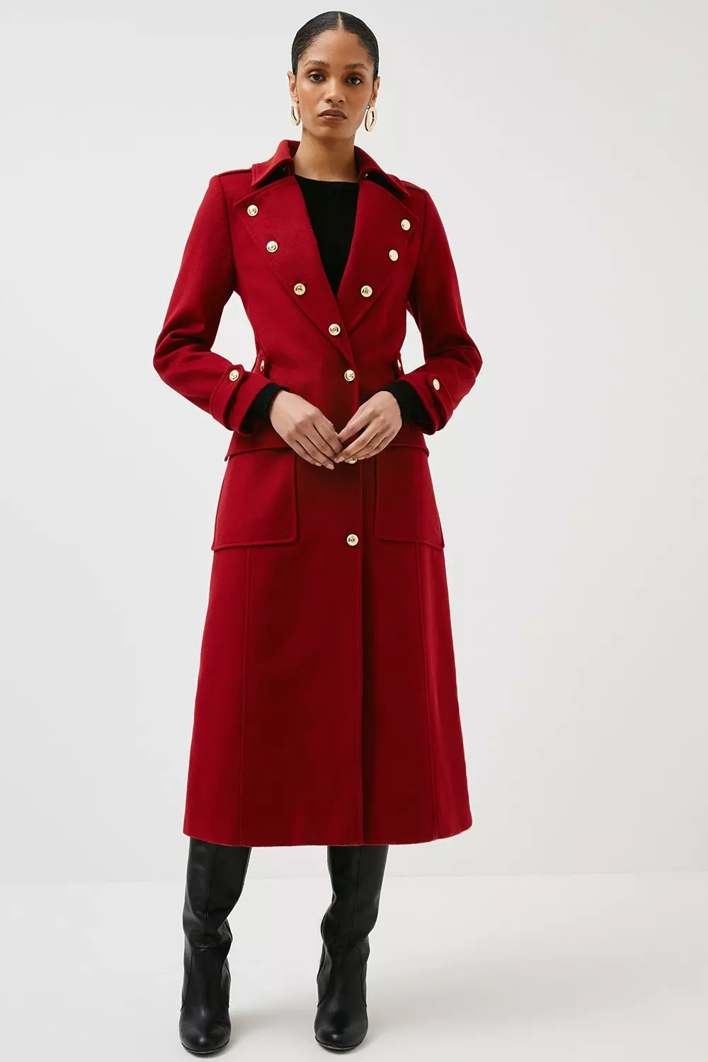 karen millen red wool coat